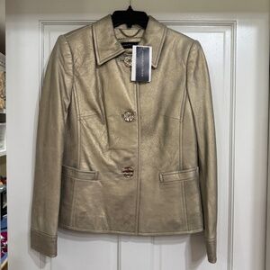 New with Tags Dana Buchman Distressed Gold Leather sz S